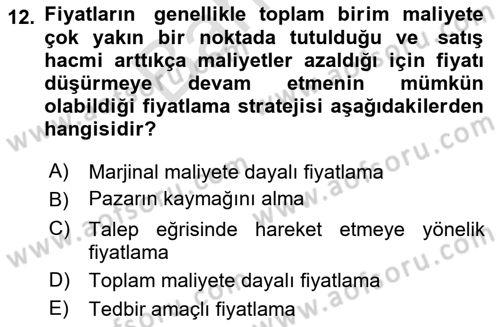 Küresel Pazarlama Dersi 2024 - 2025 Yılı (Final) Dönem Sonu Sınav Soruları 12. Soru