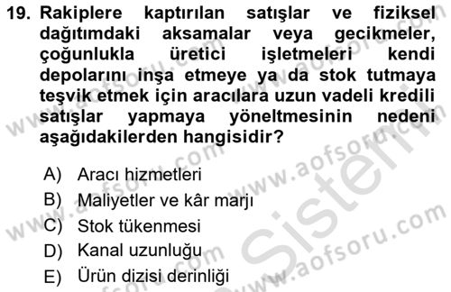 Küresel Pazarlama Dersi 2024 - 2025 Yılı (Final) Dönem Sonu Sınav Soruları 19. Soru