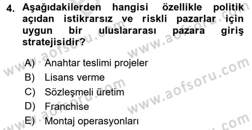 Küresel Pazarlama Dersi 2024 - 2025 Yılı (Final) Dönem Sonu Sınav Soruları 4. Soru