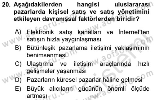 Küresel Pazarlama Dersi 2024 - 2025 Yılı Yaz Okulu Sınav Soruları 20. Soru
