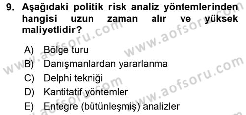 Küresel Pazarlama Dersi 2024 - 2025 Yılı Yaz Okulu Sınav Soruları 9. Soru