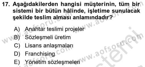 Küresel Pazarlama Dersi 2025 - 2026 Yılı (Vize) Ara Sınav Soruları 17. Soru