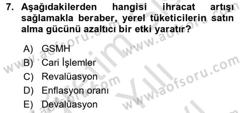 Küresel Pazarlama Dersi 2025 - 2026 Yılı (Vize) Ara Sınav Soruları 7. Soru