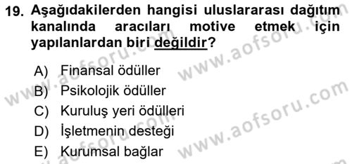 Küresel Pazarlama Dersi 2025 - 2026 Yılı (Final) Dönem Sonu Sınav Soruları 19. Soru