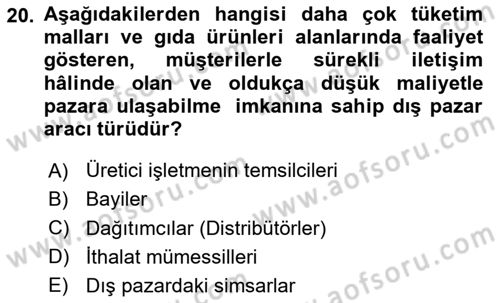 Küresel Pazarlama Dersi 2025 - 2026 Yılı (Final) Dönem Sonu Sınav Soruları 20. Soru