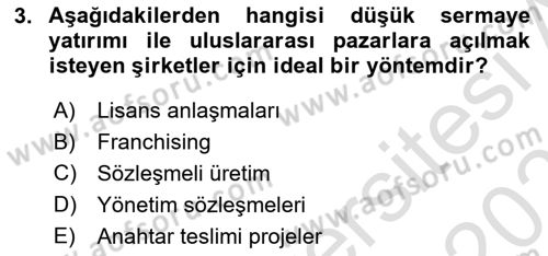 Küresel Pazarlama Dersi 2025 - 2026 Yılı (Final) Dönem Sonu Sınav Soruları 3. Soru