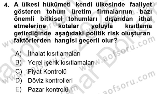 Küresel Pazarlama Dersi 2025 - 2026 Yılı (Final) Dönem Sonu Sınav Soruları 4. Soru