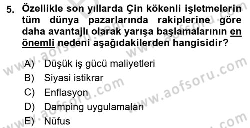 Küresel Pazarlama Dersi 2025 - 2026 Yılı (Final) Dönem Sonu Sınav Soruları 5. Soru