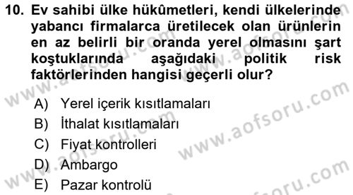 Küresel Pazarlama Dersi 2025 - 2026 Yılı Yaz Okulu Sınav Soruları 10. Soru