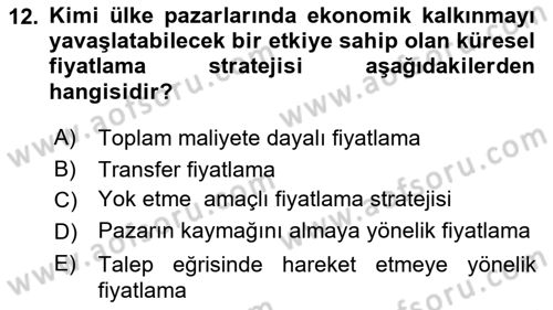 Küresel Pazarlama Dersi 2025 - 2026 Yılı Yaz Okulu Sınav Soruları 12. Soru