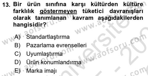 Küresel Pazarlama Dersi 2025 - 2026 Yılı Yaz Okulu Sınav Soruları 13. Soru