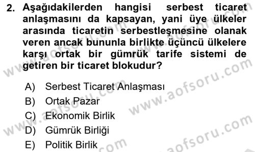 Küresel Pazarlama Dersi 2025 - 2026 Yılı Yaz Okulu Sınav Soruları 2. Soru