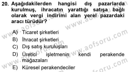 Küresel Pazarlama Dersi 2025 - 2026 Yılı Yaz Okulu Sınav Soruları 20. Soru