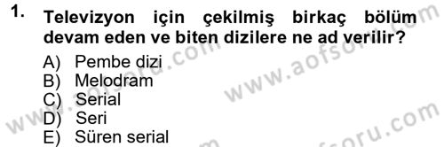 Radyo ve Televizyon Programcılığının Temel Kavramları Dersi 2012 - 2013 Yılı (Final) Dönem Sonu Sınav Soruları 1. Soru