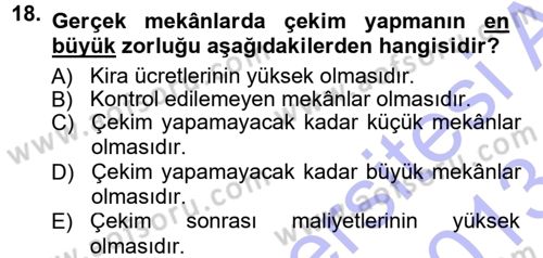 Radyo ve Televizyon Programcılığının Temel Kavramları Dersi 2012 - 2013 Yılı (Final) Dönem Sonu Sınav Soruları 18. Soru
