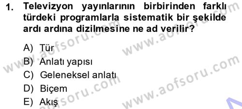 Radyo ve Televizyon Programcılığının Temel Kavramları Dersi 2014 - 2015 Yılı (Vize) Ara Sınavı 1. Soru