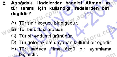 Radyo ve Televizyon Programcılığının Temel Kavramları Dersi Ara Sınavı Deneme Sınav Soruları 2. Soru