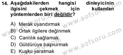 Radyo ve Televizyon Programcılığının Temel Kavramları Dersi 2014 - 2015 Yılı (Final) Dönem Sonu Sınav Soruları 14. Soru