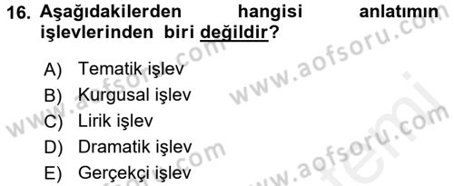 Radyo ve Televizyon Programcılığının Temel Kavramları Dersi 2016 - 2017 Yılı (Final) Dönem Sonu Sınav Soruları 16. Soru