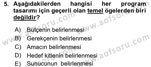 Radyo ve Televizyon Programcılığının Temel Kavramları Dersi 2016 - 2017 Yılı (Final) Dönem Sonu Sınav Soruları 5. Soru