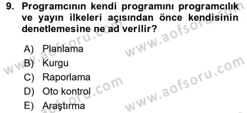 Radyo ve Televizyon Programcılığının Temel Kavramları Dersi 2016 - 2017 Yılı (Final) Dönem Sonu Sınav Soruları 9. Soru