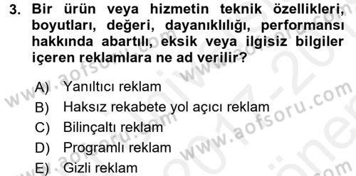 Radyo ve Televizyon Programcılığının Temel Kavramları Dersi 2017 - 2018 Yılı (Final) Dönem Sonu Sınavı 3. Soru