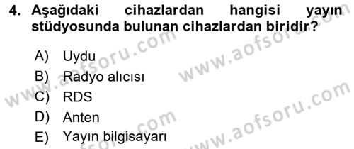 Radyo ve Televizyon Programcılığının Temel Kavramları Dersi 2018 - 2019 Yılı (Vize) Ara Sınav Soruları 4. Soru