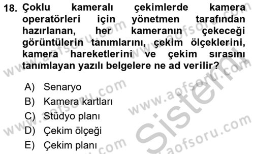 Radyo ve Televizyon Programcılığının Temel Kavramları Dersi 2018 - 2019 Yılı Yaz Okulu Sınav Soruları 18. Soru
