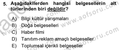 Radyo ve Televizyon Programcılığının Temel Kavramları Dersi 2018 - 2019 Yılı Yaz Okulu Sınav Soruları 5. Soru