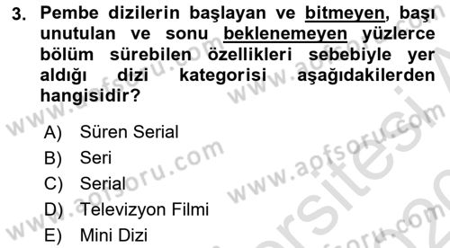 Radyo ve Televizyon Programcılığının Temel Kavramları Dersi 2019 - 2020 Yılı (Vize) Ara Sınav Soruları 3. Soru
