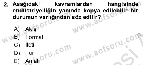 Radyo ve Televizyon Programcılığının Temel Kavramları Dersi 2020 - 2021 Yılı Yaz Okulu Sınav Soruları 2. Soru