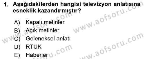 Radyo ve Televizyon Programcılığının Temel Kavramları Dersi 2021 - 2022 Yılı (Vize) Ara Sınav Soruları 1. Soru