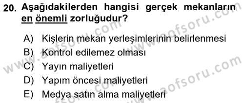 Radyo ve Televizyon Programcılığının Temel Kavramları Dersi 2021 - 2022 Yılı Yaz Okulu Sınav Soruları 20. Soru