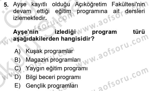 Radyo ve Televizyon Programcılığının Temel Kavramları Dersi 2021 - 2022 Yılı Yaz Okulu Sınav Soruları 5. Soru