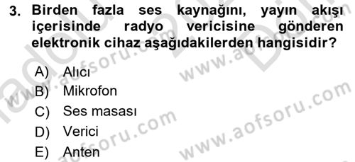 Radyo ve Televizyon Programcılığının Temel Kavramları Dersi 2022 - 2023 Yılı (Final) Dönem Sonu Sınav Soruları 3. Soru