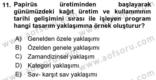 Radyo ve Televizyon Programcılığının Temel Kavramları Dersi 2022 - 2023 Yılı Yaz Okulu Sınav Soruları 11. Soru