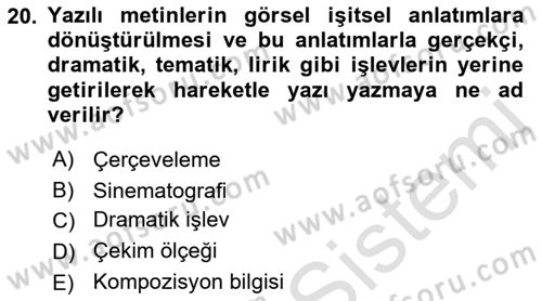Radyo ve Televizyon Programcılığının Temel Kavramları Dersi 2022 - 2023 Yılı Yaz Okulu Sınav Soruları 20. Soru