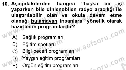 Radyo ve Televizyon Programcılığının Temel Kavramları Dersi 2023 - 2024 Yılı (Vize) Ara Sınav Soruları 10. Soru