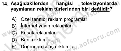 Radyo ve Televizyon Programcılığının Temel Kavramları Dersi 2023 - 2024 Yılı (Vize) Ara Sınav Soruları 14. Soru