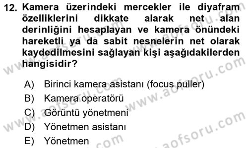 Radyo ve Televizyon Programcılığının Temel Kavramları Dersi 2023 - 2024 Yılı Yaz Okulu Sınav Soruları 12. Soru