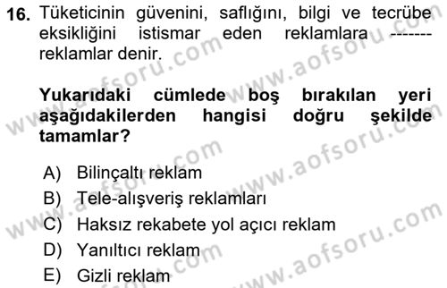 Radyo ve Televizyon Programcılığının Temel Kavramları Dersi 2023 - 2024 Yılı Yaz Okulu Sınav Soruları 16. Soru