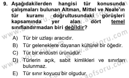 Radyo ve Televizyon Programcılığının Temel Kavramları Dersi 2023 - 2024 Yılı Yaz Okulu Sınav Soruları 9. Soru