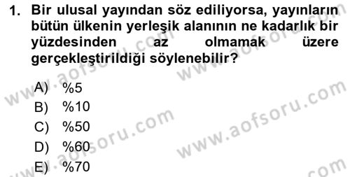 Radyo ve Televizyon Programcılığının Temel Kavramları Dersi 2024 - 2025 Yılı (Vize) Ara Sınav Soruları 1. Soru