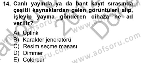 Radyo ve Televizyonda Program Yapımı Dersi 2012 - 2013 Yılı (Final) Dönem Sonu Sınav Soruları 14. Soru