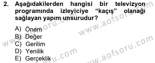 Radyo ve Televizyonda Program Yapımı Dersi 2012 - 2013 Yılı (Final) Dönem Sonu Sınav Soruları 2. Soru