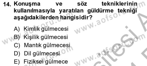 Radyo ve Televizyonda Program Yapımı Dersi 2013 - 2014 Yılı (Vize) Ara Sınav Soruları 14. Soru