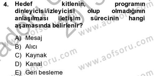 Radyo ve Televizyonda Program Yapımı Dersi 2013 - 2014 Yılı (Vize) Ara Sınav Soruları 4. Soru