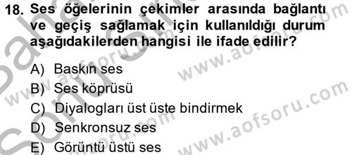 Radyo ve Televizyonda Program Yapımı Dersi 2013 - 2014 Yılı (Final) Dönem Sonu Sınavı 18. Soru