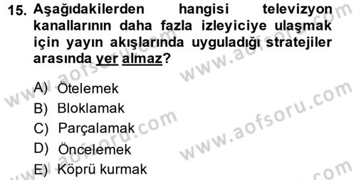 Radyo ve Televizyonda Program Yapımı Dersi 2014 - 2015 Yılı (Vize) Ara Sınav Soruları 15. Soru