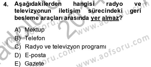 Radyo ve Televizyonda Program Yapımı Dersi 2014 - 2015 Yılı (Vize) Ara Sınav Soruları 4. Soru